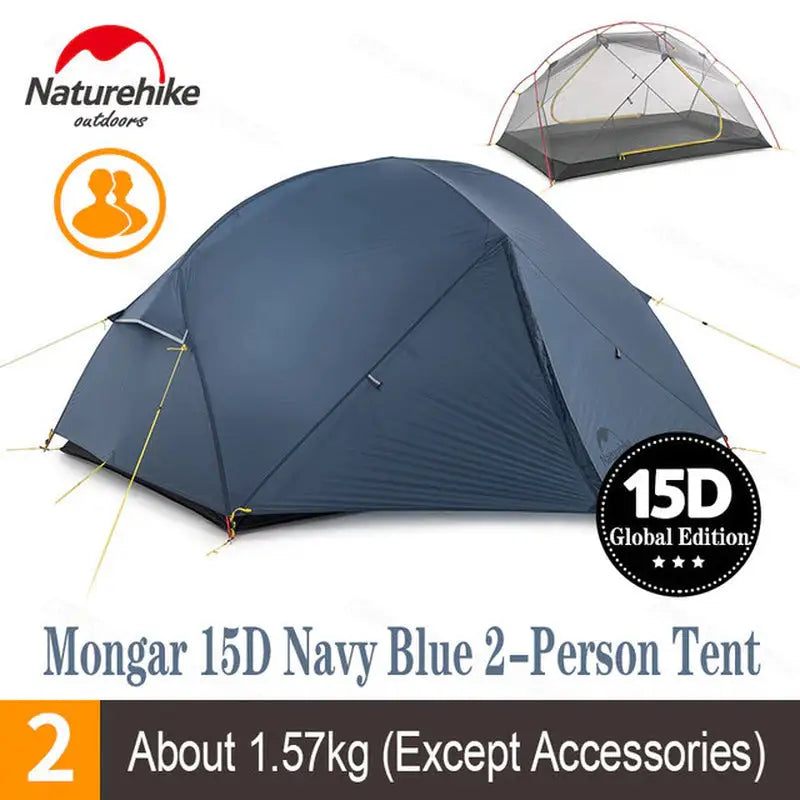 a tent with the text moga 1 day blue - person tent