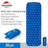 a close up of a blue sleeping pad with a bag