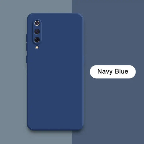 The navy blue iphone case is shown with the text navy blue