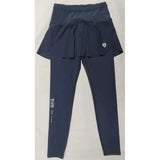 the navy blue pants with a white logo on the side