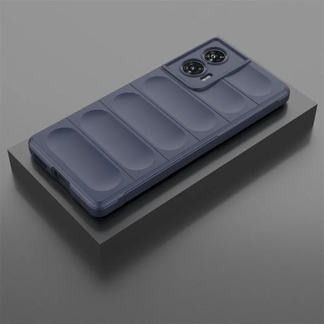 Navy blue phone case with padded design.