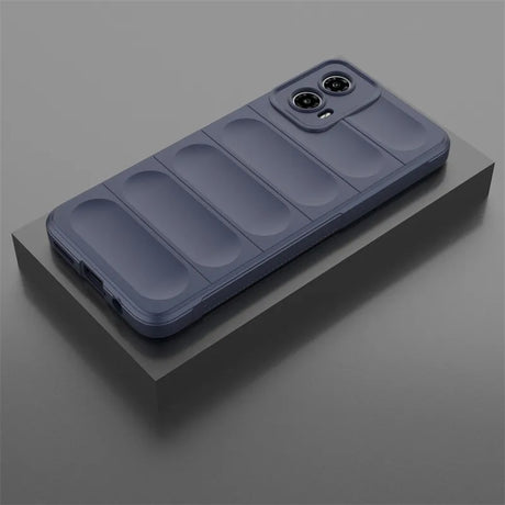 Navy blue phone case with padded design.