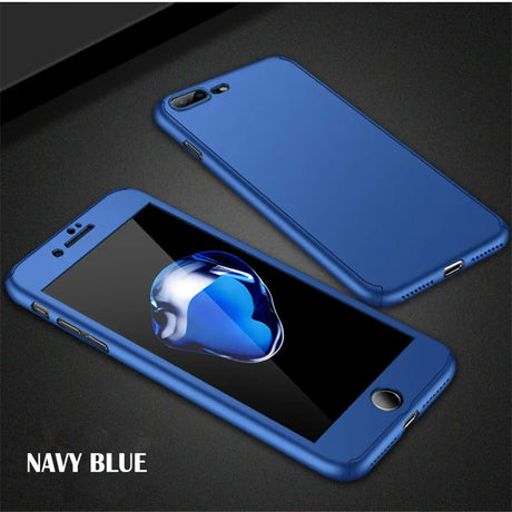 Navy blue smartphone case with full coverage for front and back.