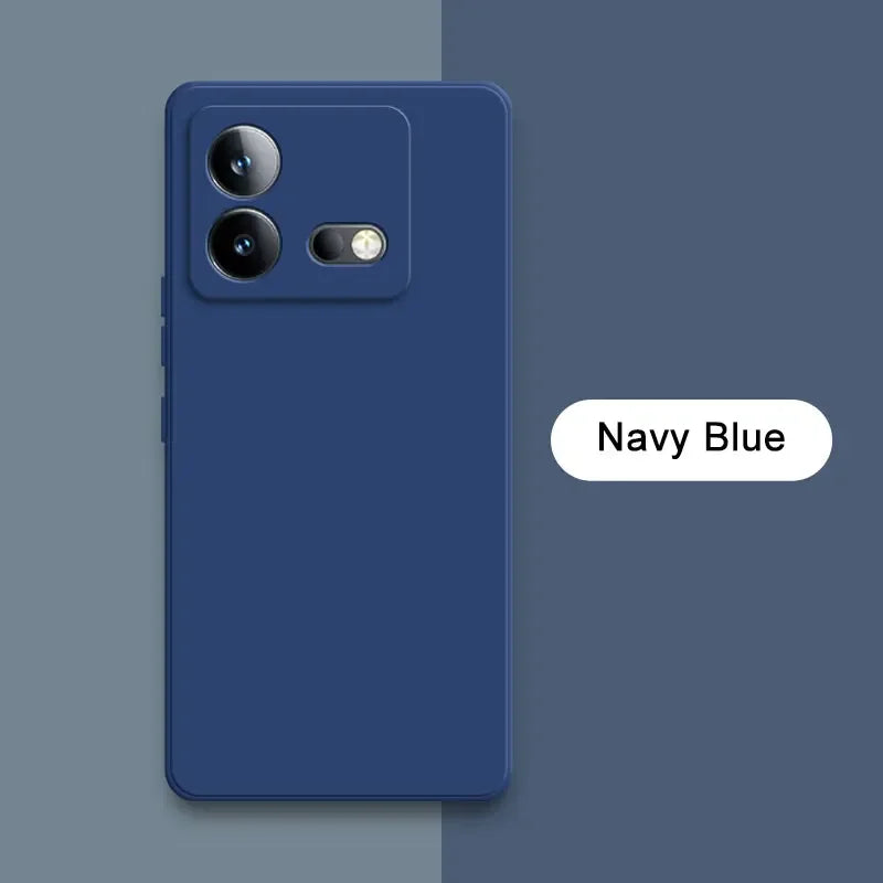 Navy blue smartphone case with dual camera lenses and flash.