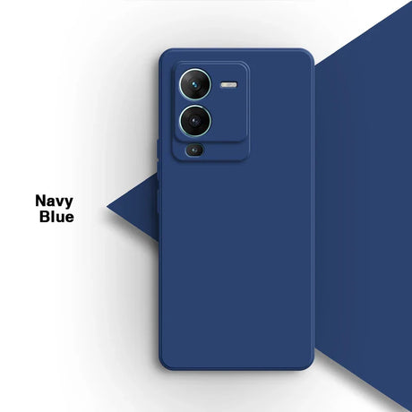 Navy blue smartphone case with dual camera cutouts.