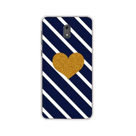 navy blue and white stripes with gold glitter heart case for samsung s4