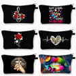 a set of four makeup bags with different designs