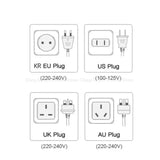 a close up of four different types of electrical plugs