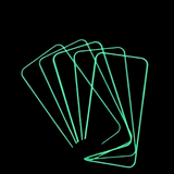 Neon green outlines of playing cards fanned out against a black background.