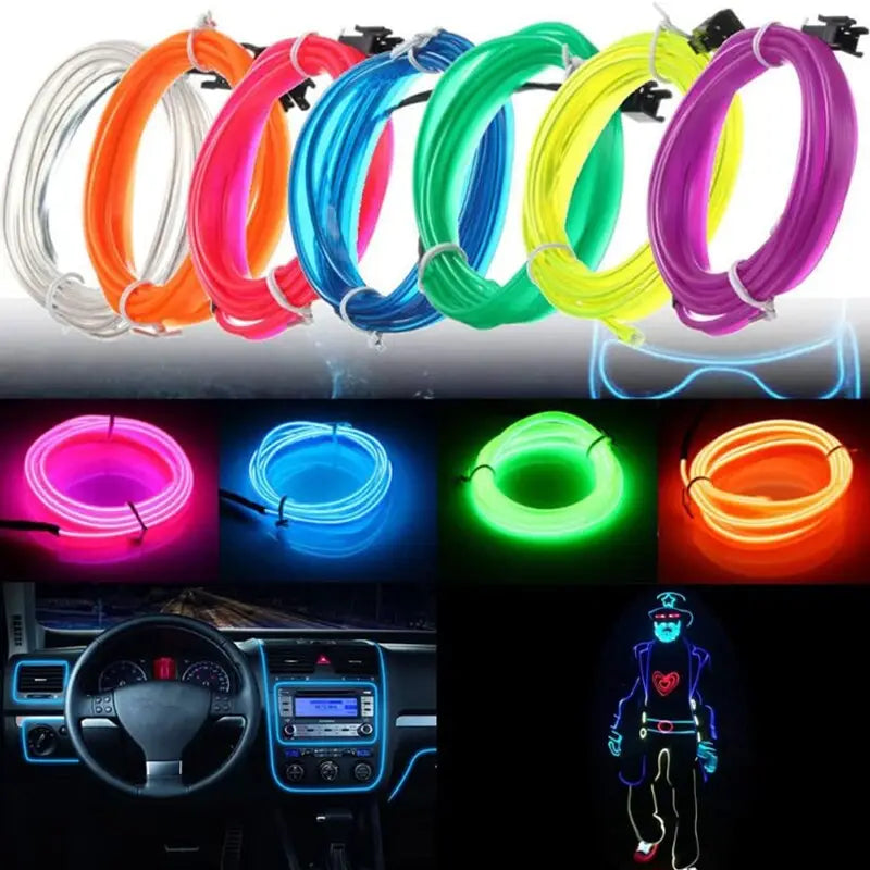 a set of neon neon car interior lighting strips