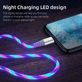 a usb charging cable with a colorful led