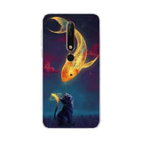 a cat and a fish in the night phone case