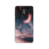 a night sky with stars and a crescent phone case