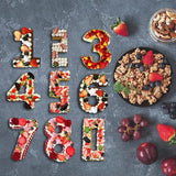 a number made out of fruit and nuts