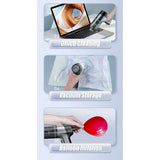 a hand holding a red ball with the words office cleaning, vacuum, vacuum, vacuum, and vacuum