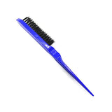 a blue brush with a black handle