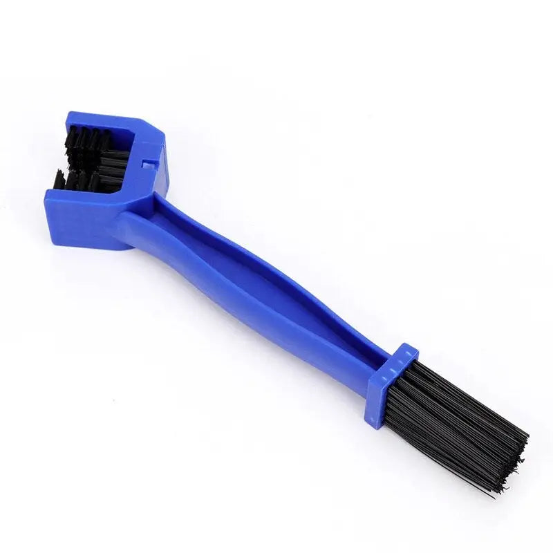 a blue brush with black bristles