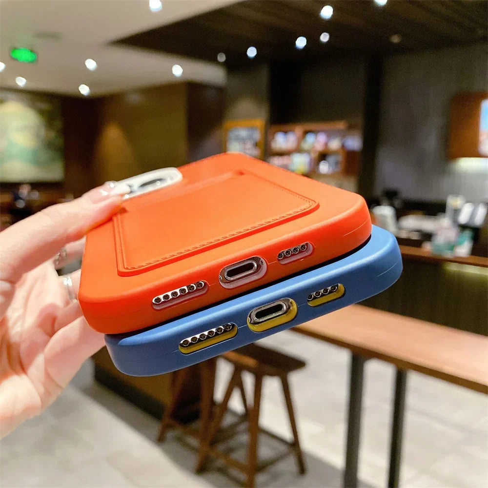 Orange and blue phone cases.