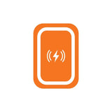 an orange button with a lightning symbol