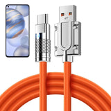 an orange cable with a phone in the background