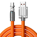 an orange cable with a white cable plug