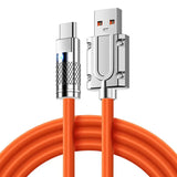 an orange cable with a white background