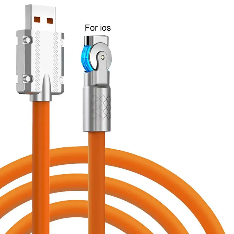 an orange cable connected to a white cable