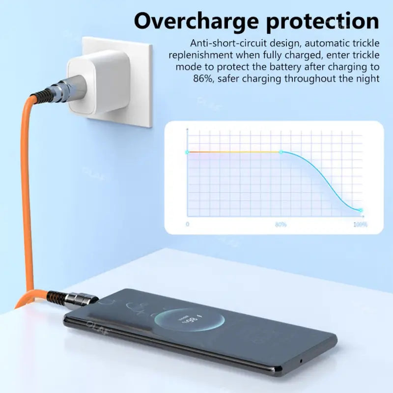 an orange charging device with a white background