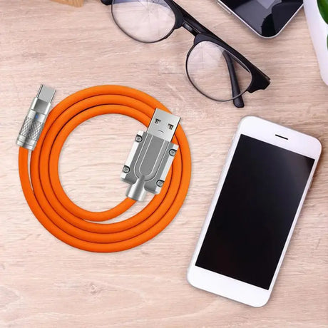 a charging cable with a phone and a cell