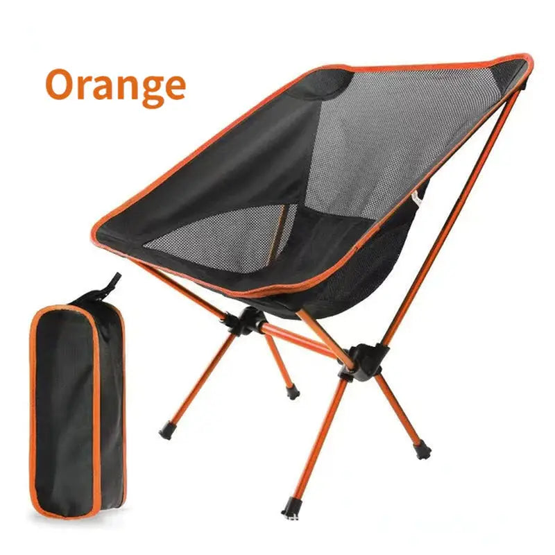 orange folding chair with carry bag