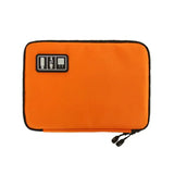 a orange laptop case with a black zipper