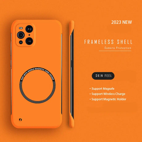 the orange phone case is shown with the logo on it