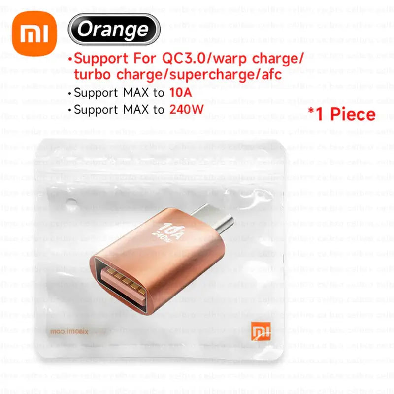 an orange charger with a cable attached to it