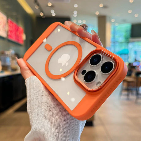 Orange-trimmed clear iPhone case.