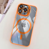 Orange-trimmed clear iPhone case.