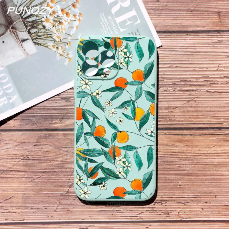 oranges and flowers phone case