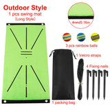 a green golf tee with a bag and four tees