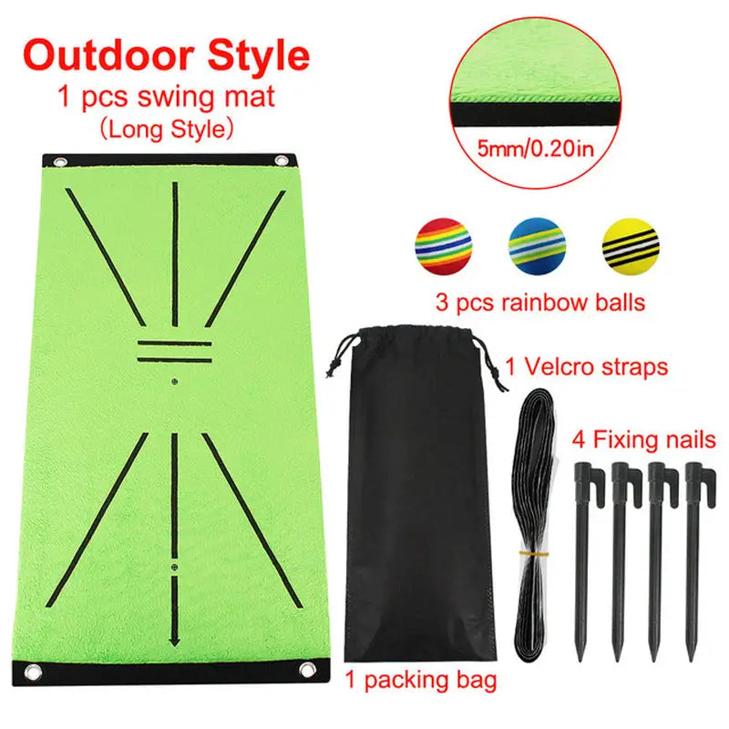 a green exercise mat with a black bag and a pair of scissors