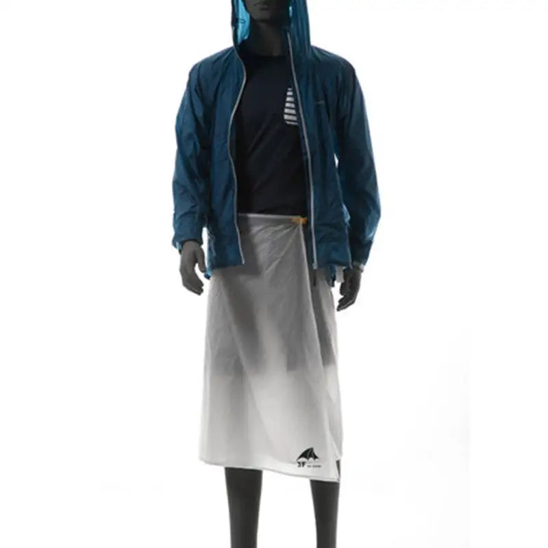 a close up of a mannequin wearing a skirt and a hoodie