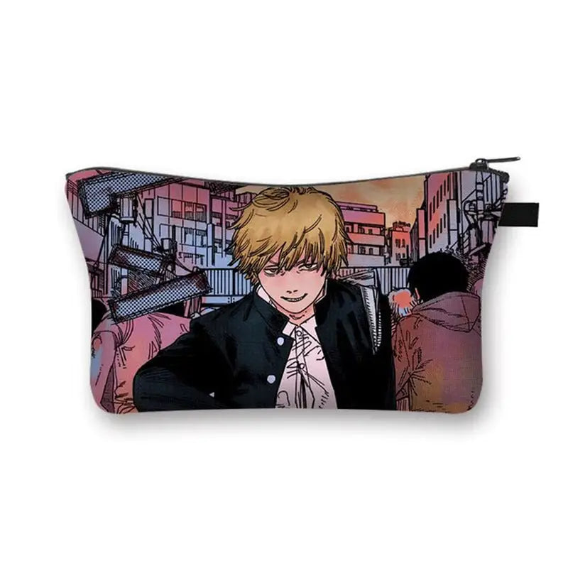 a small pouch bag with a drawing of a man in a suit