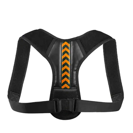 a black and orange safety harness with a yellow che pattern