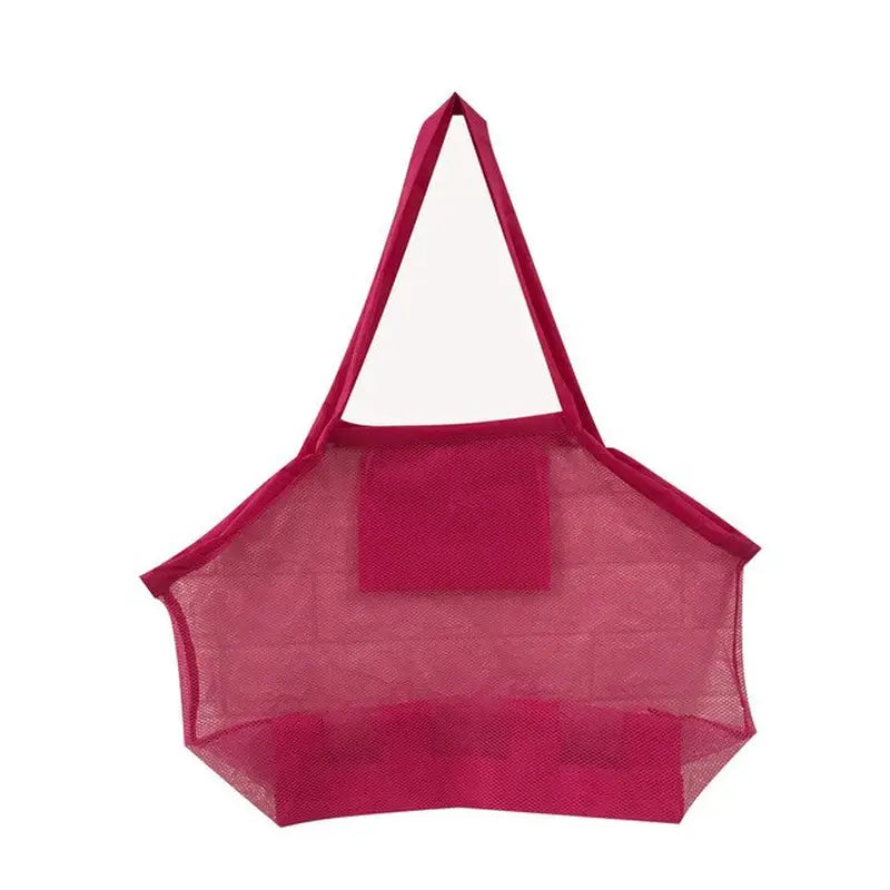 a red mesh bag with a white background