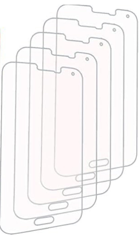 Outline of multiple overlapping smartphone shapes.