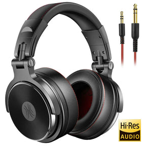Over-ear headphones with a detachable audio cable and Hi-Res Audio logo.