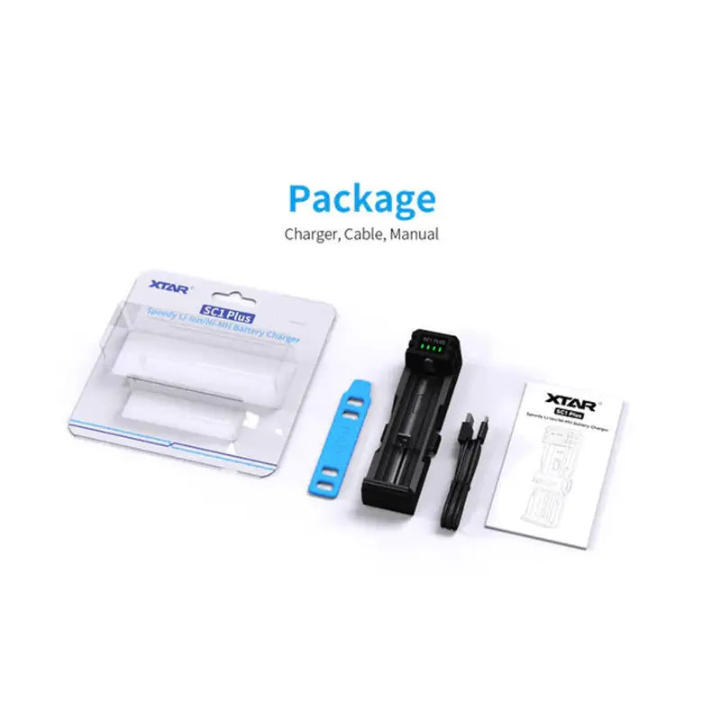 the package includes a battery, charger and a charger