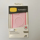 packaging of a pink phone case with a yellow circle