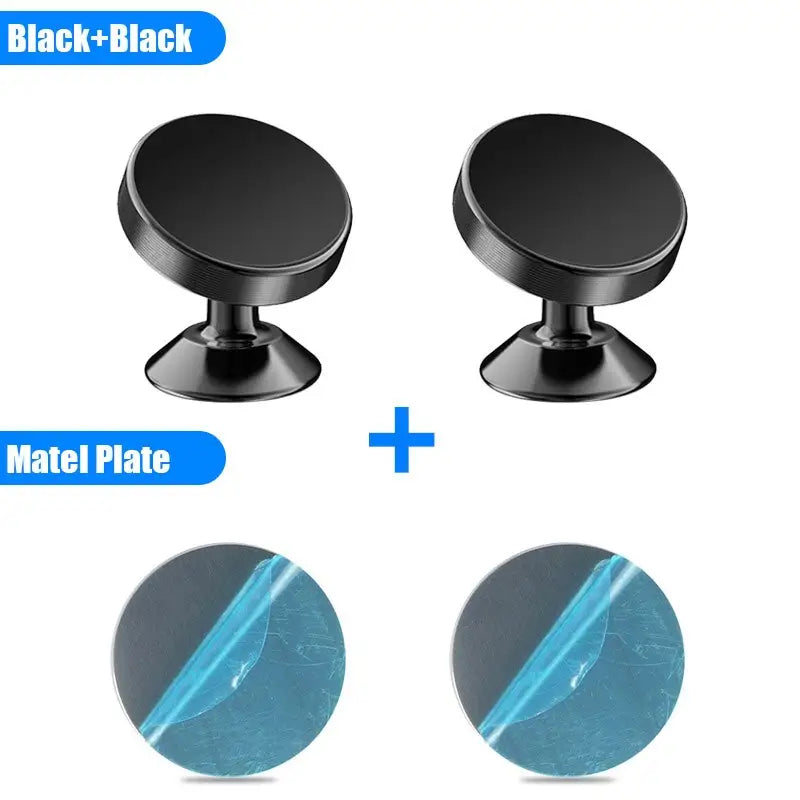 a pair of black and blue metal plate with a black base