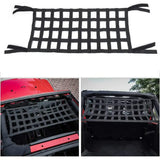 a pair of black plastic cargo trays for the back of a jeep