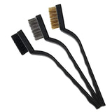 a pair of black and gold hair brushes