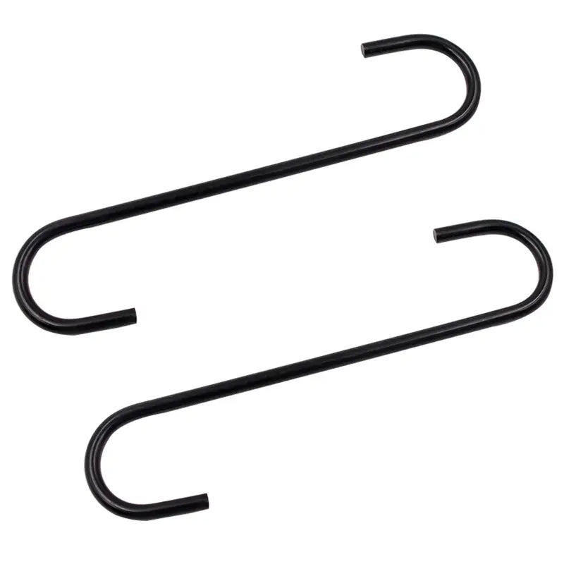 a pair of black plastic hooks